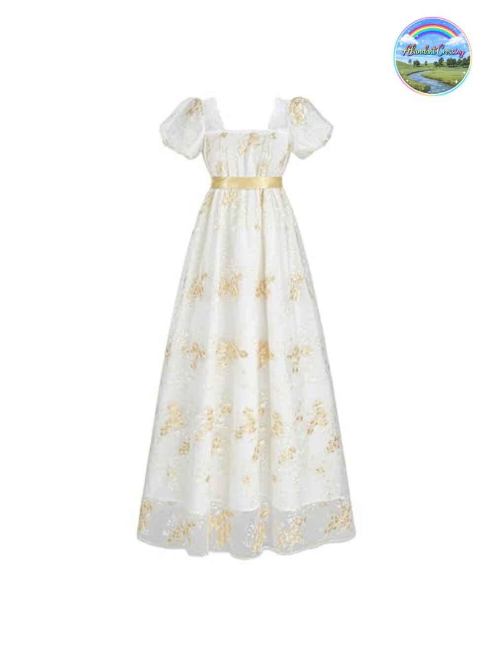Regency Dress Women Empire Waist Embroidery Victorian Tea Party Gown